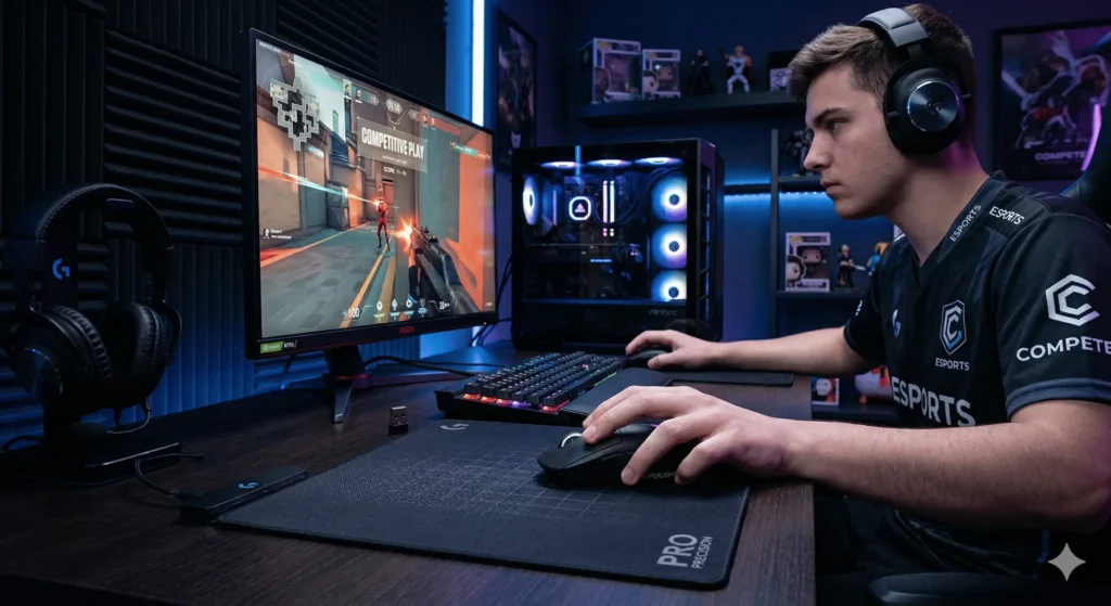 Seleção dos melhores mouses gamer sem fio em 2026 com sensores ópticos de alta precisão e design ultraleve sobre mousepad speed.