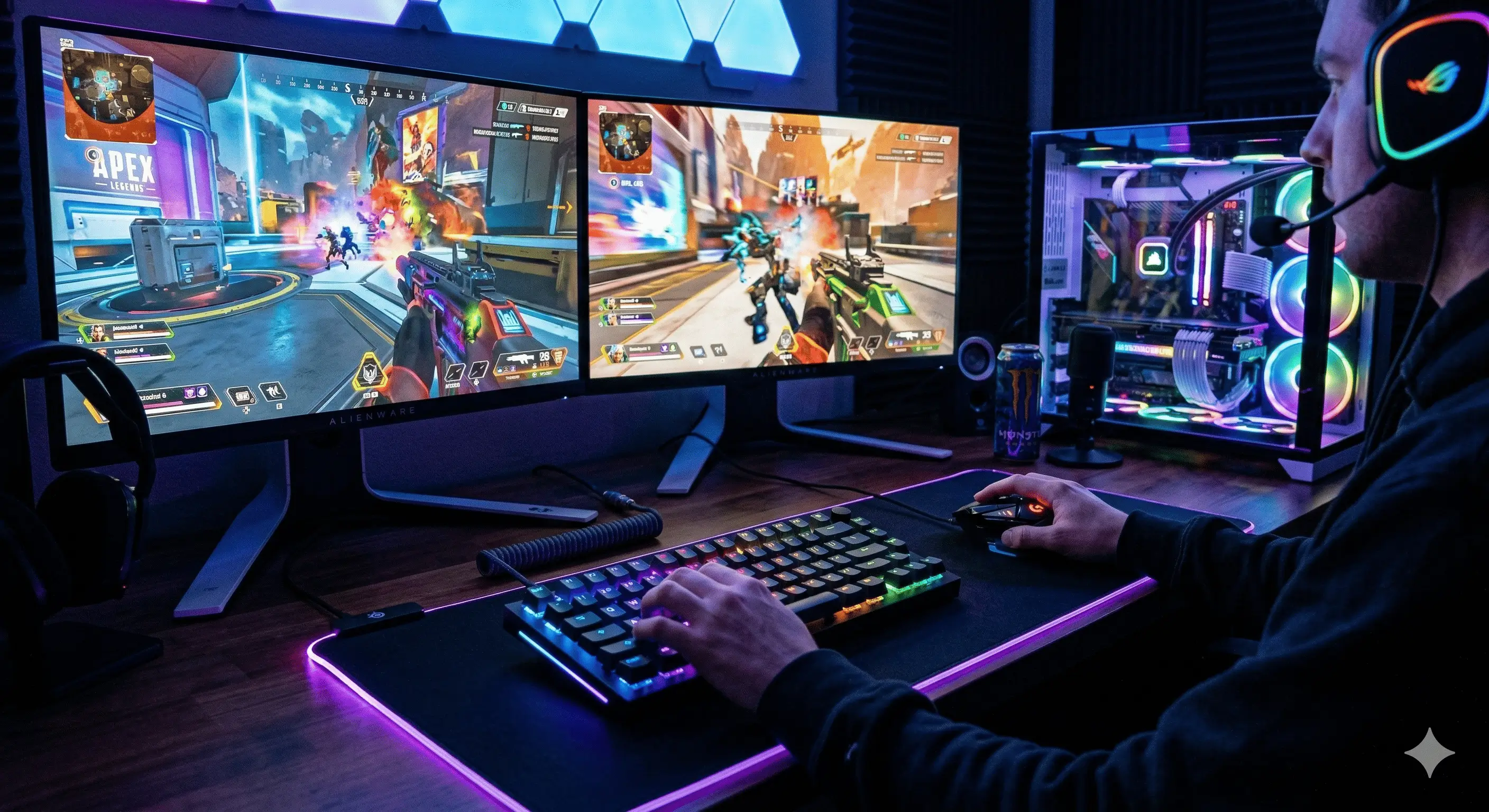 teclados mecânicos - Setup com iluminação RGB e alta performance