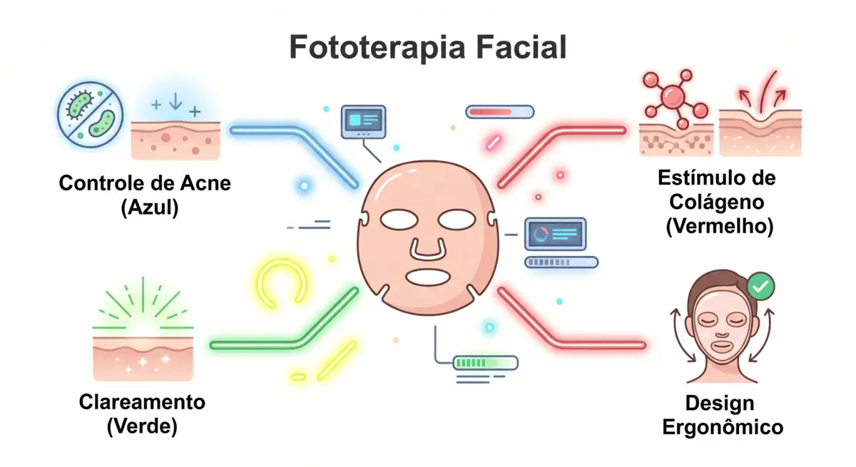 máscara de led facial megelin