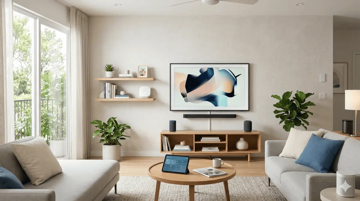 Casa inteligente conectada com roteadores wi-fi mesh distribuídos perfeitamente