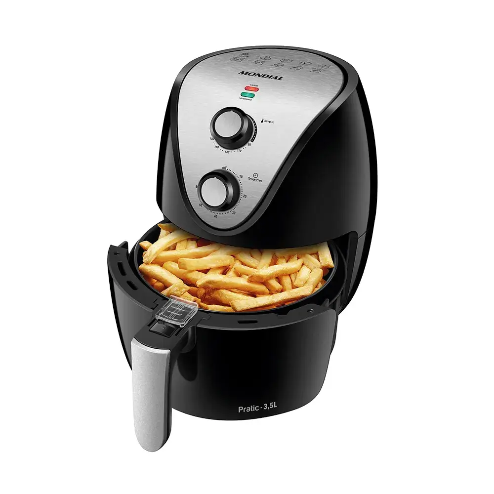 Air Fryer Mondial Family IV AF-30 de 3,5 litros em preto e inox