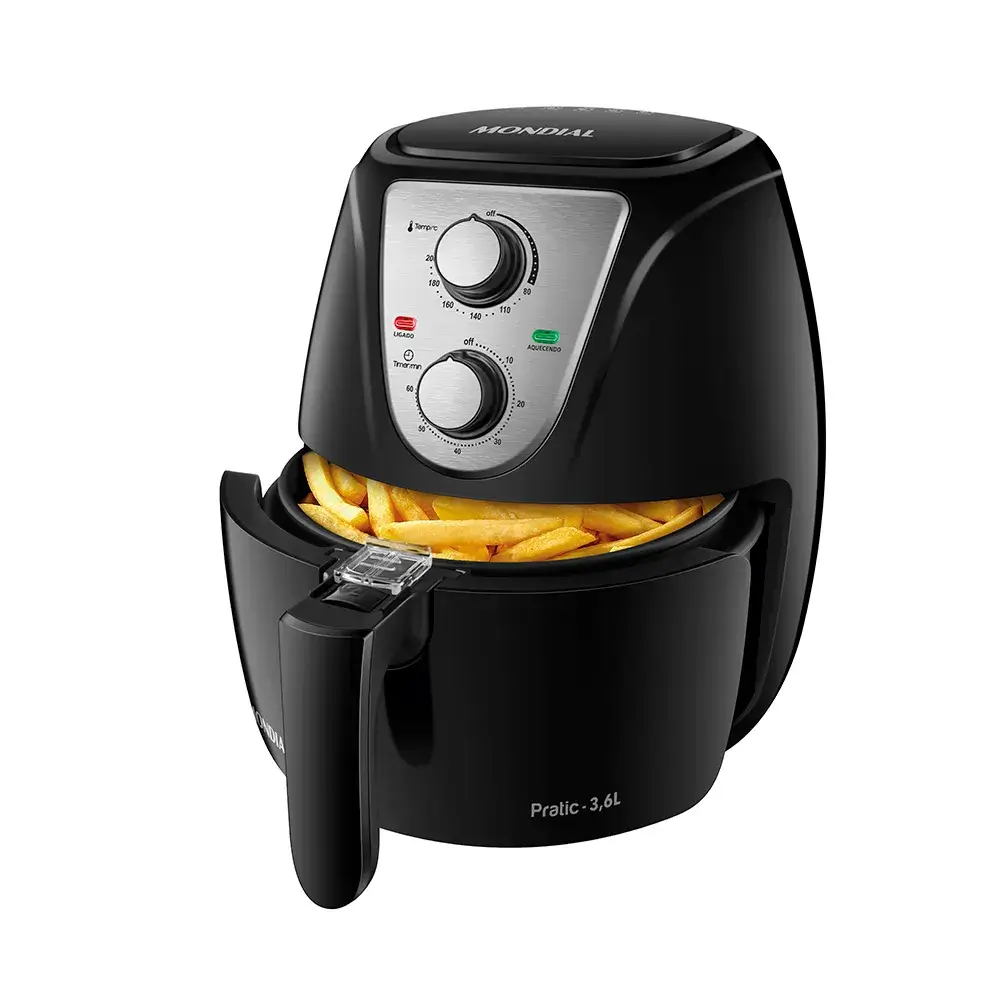 Air Fryer Mondial Pratic AF-36-BI de 3,6 litros em preto e inox